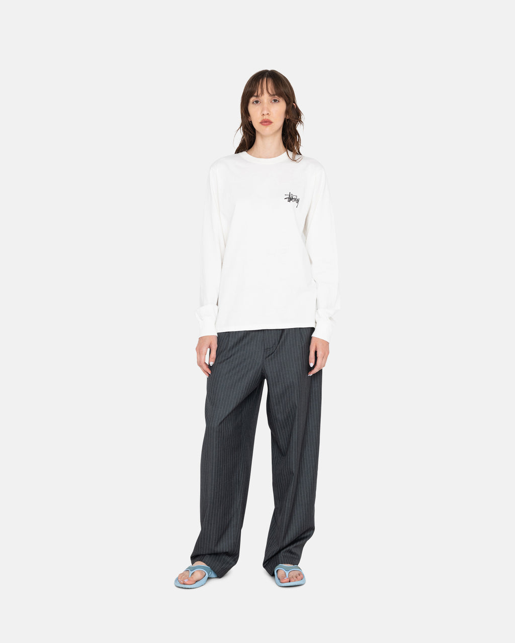 Stussy Basic Ls Magliette Running Bianche | 961EYLDCU