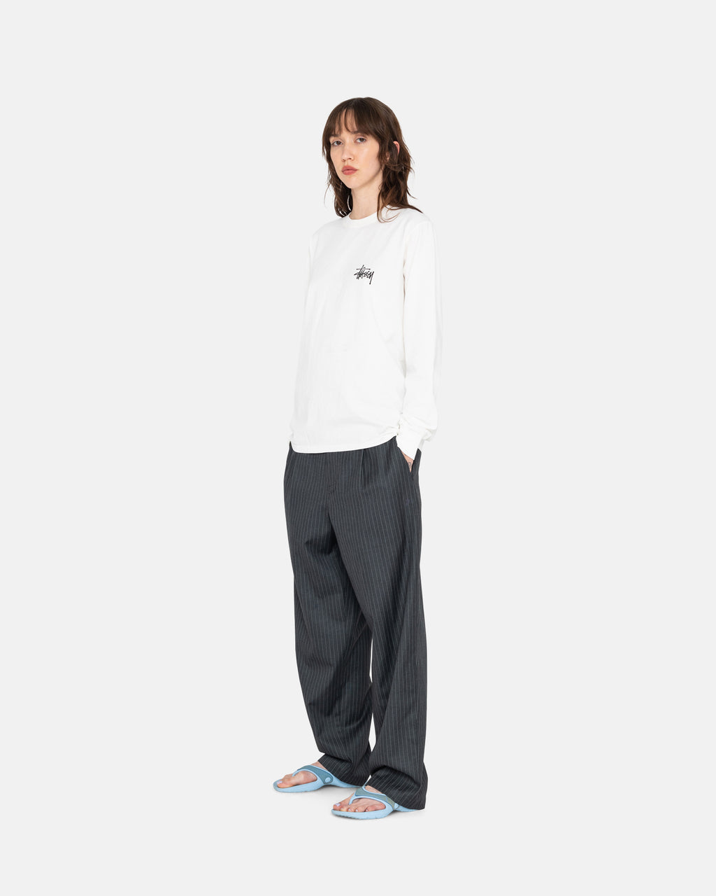 Stussy Basic Ls Magliette Running Bianche | 961EYLDCU