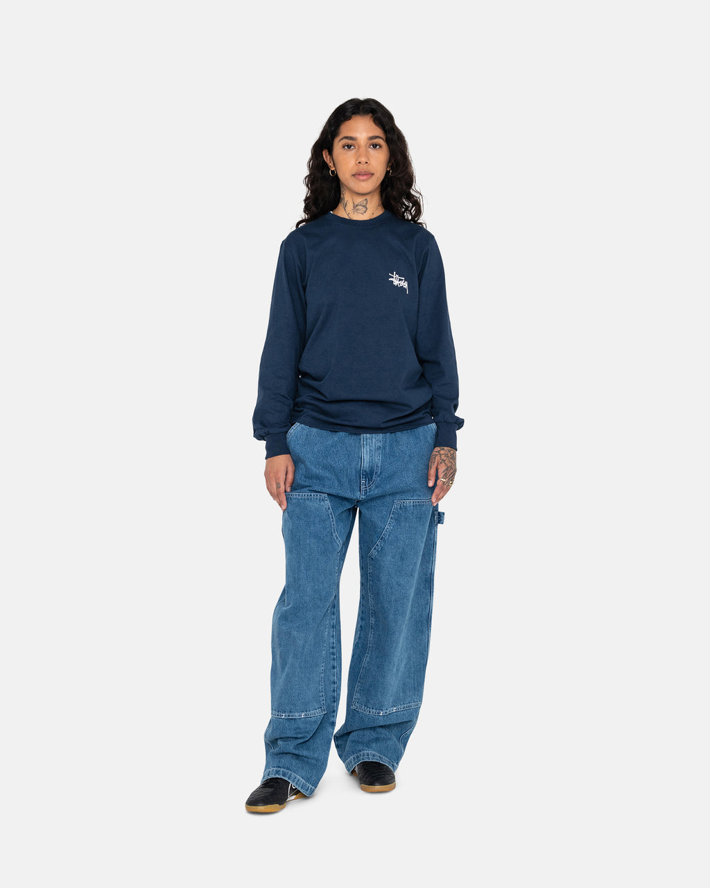 Stussy Basic Ls Magliette Running Blu Marino | 134IPRWOH