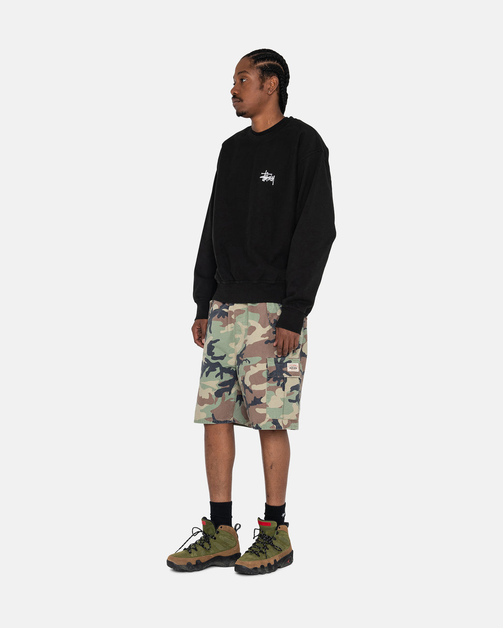 Stussy Basic Pigment Dyed Crew Pantaloncini Nere | 914BIKSXN