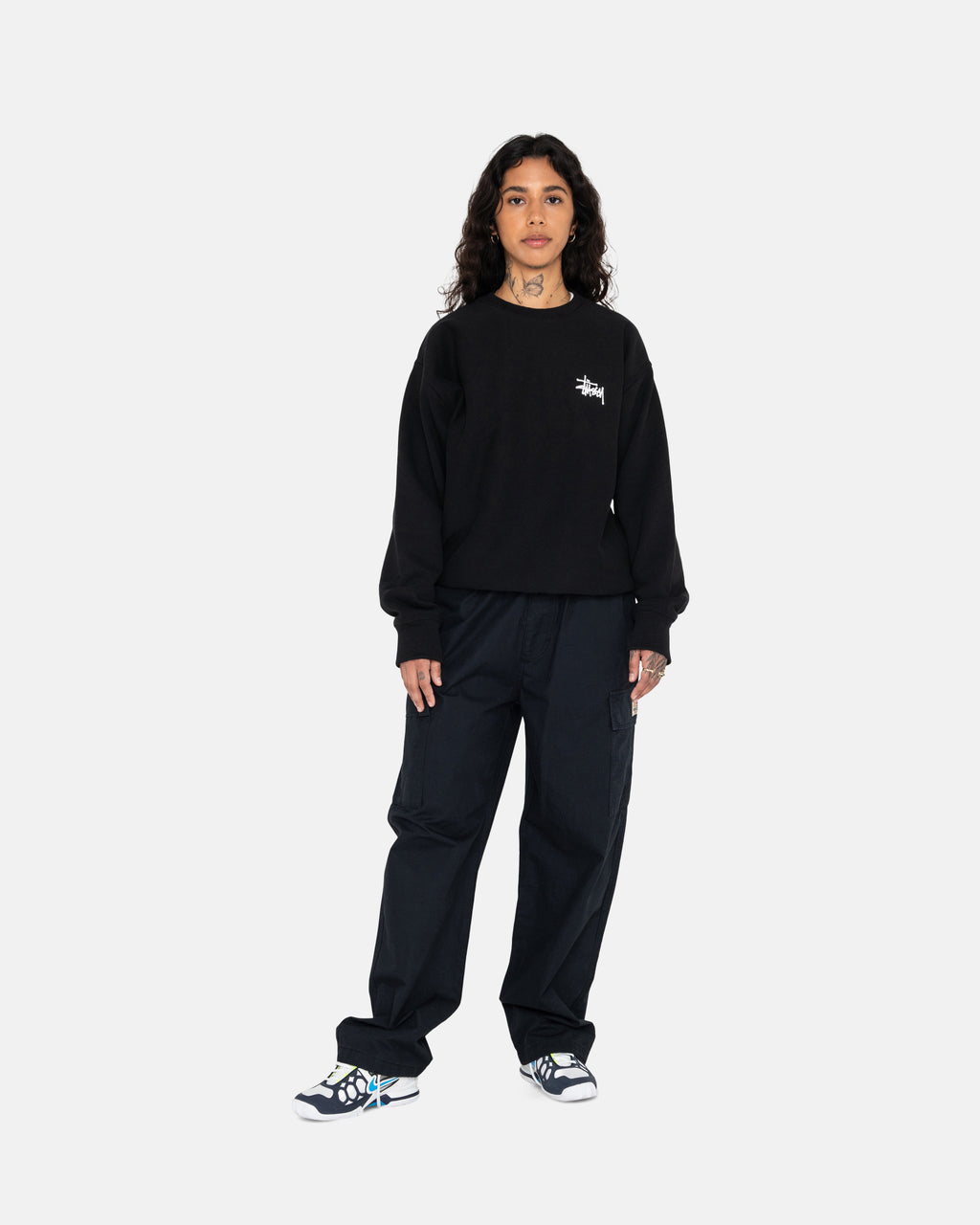 Stussy Basic Pigment Dyed Crew Pantaloncini Nere | 914BIKSXN