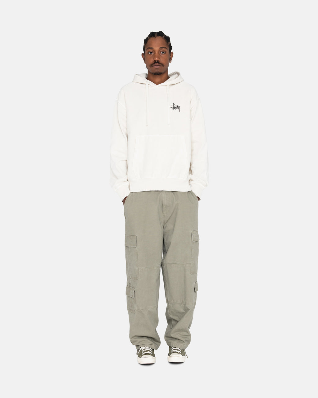 Stussy Basic Pigment Dyed Felpa con Cappuccio Beige | 394USVXQA