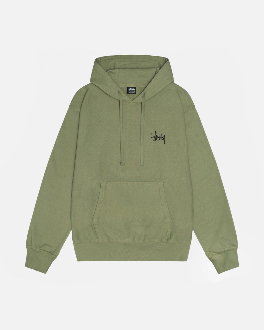 Stussy Basic Pigment Dyed Felpa con Cappuccio Artichoke | 605BUPEVS