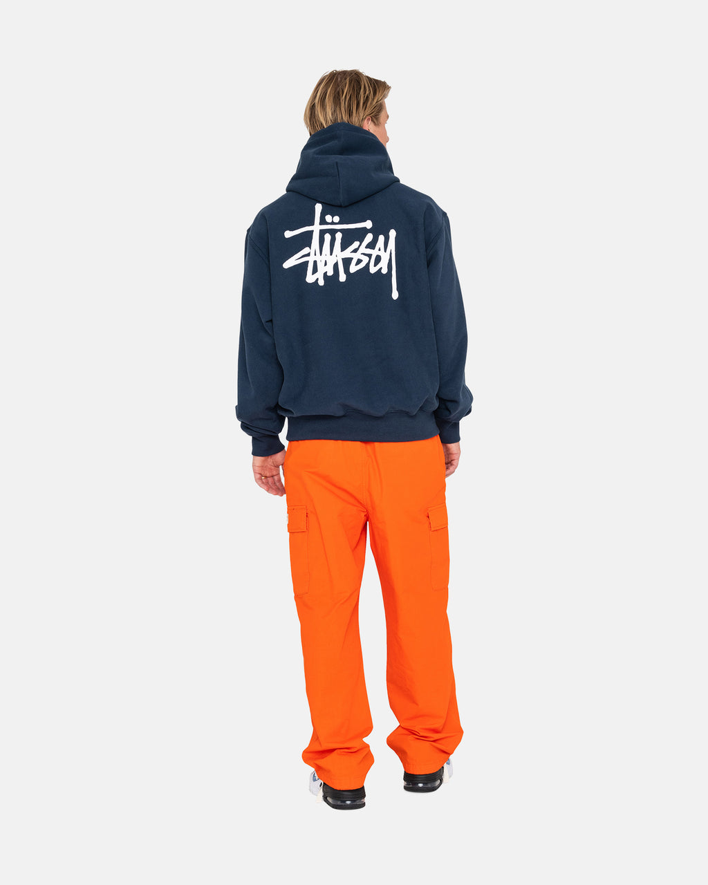 Stussy Basic Stüssy Felpa con Cappuccio Blu Marino | 162WQPITZ