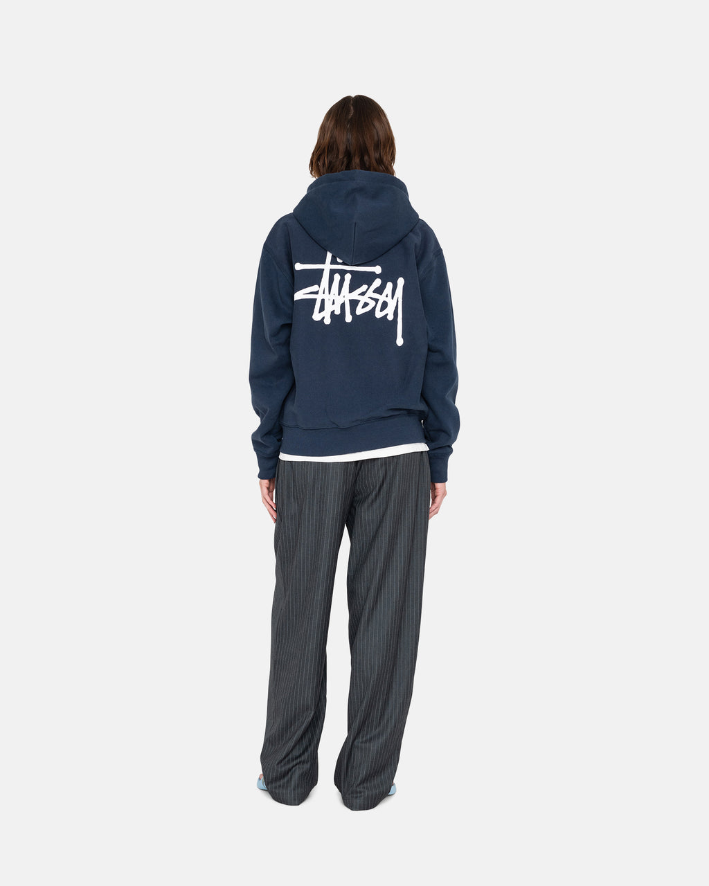 Stussy Basic Zip Felpa con Cappuccio Blu Marino | 193DYSLQM