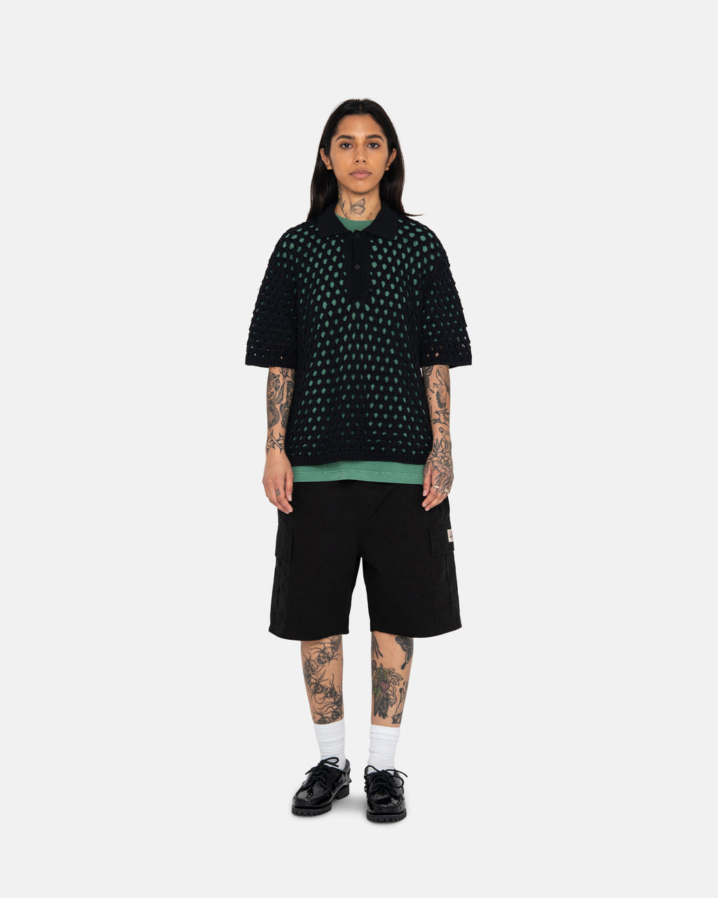 Stussy Big Mesh Polo Maglioni Nere | 724JYSPGX