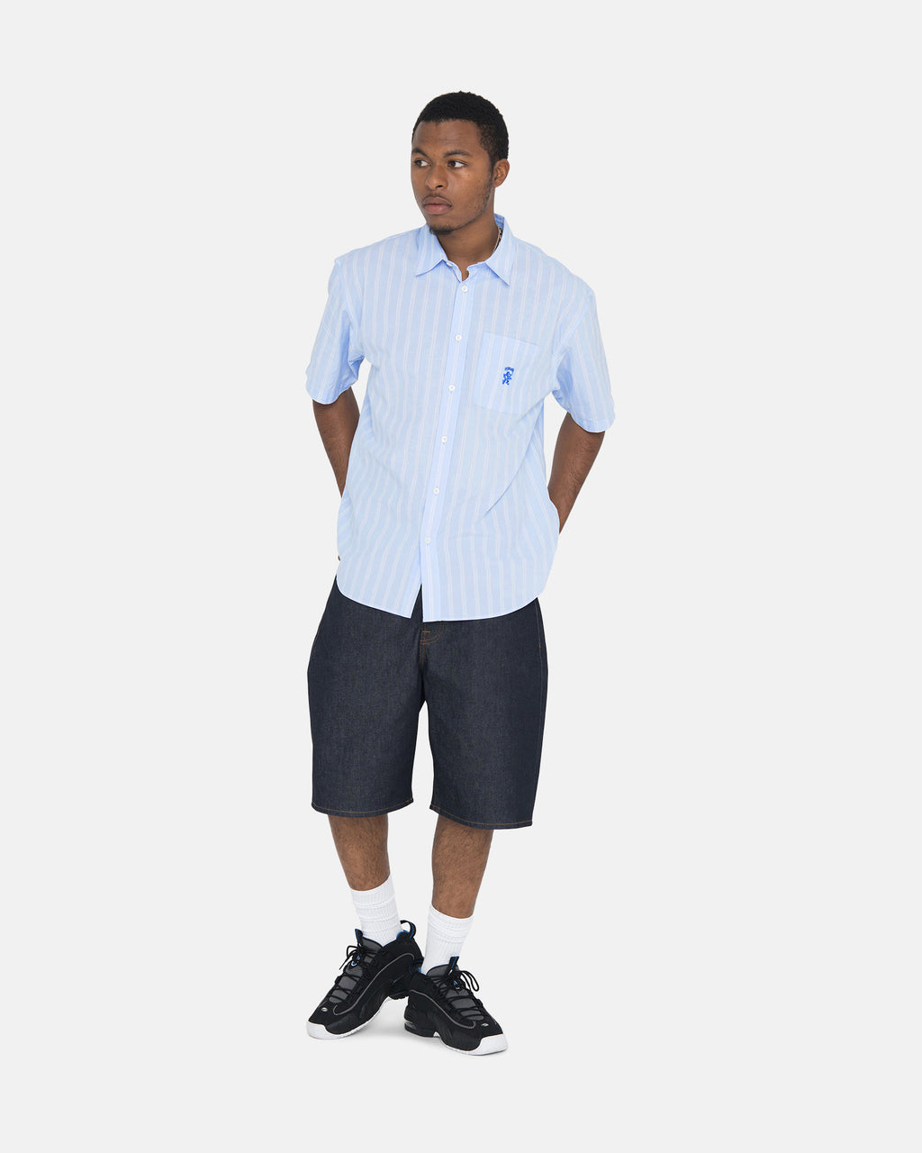 Stussy Boxy A Strisce Ss Camicie Blu Strisce | 279HTPVYB