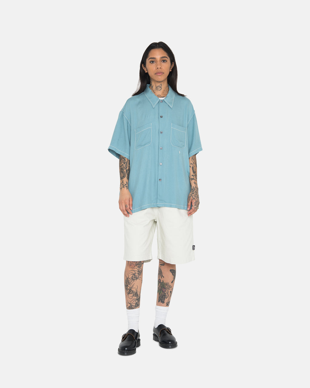 Stussy Contrast Pick Stitched Camicie Blu | 768UVDIYC