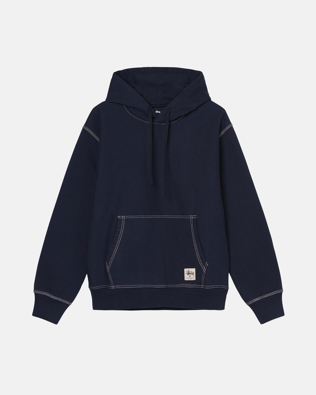 Stussy Contrast Stitch Label Felpa con Cappuccio Blu Marino | 245QVHYXS