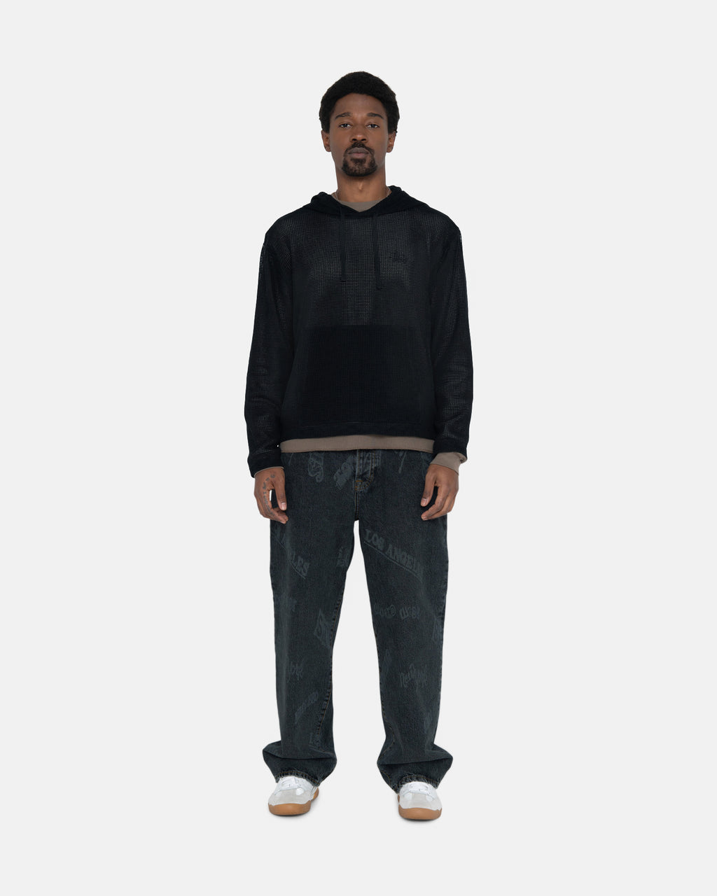 Stussy Cotone Mesh Felpa con Cappuccio Nere | 369LAPVNZ