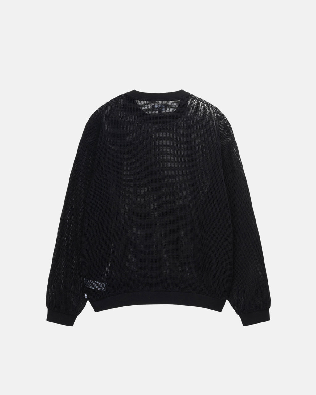 Stussy Cotone Mesh Ls Crew Camicie Nere | 019OGBNPD