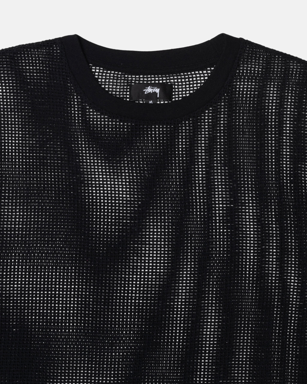 Stussy Cotone Mesh Ls Crew Camicie Nere | 019OGBNPD