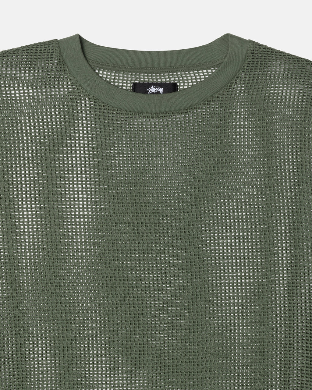 Stussy Cotone Mesh Ls Crew Camicie Verde Oliva | 634PFUIRM