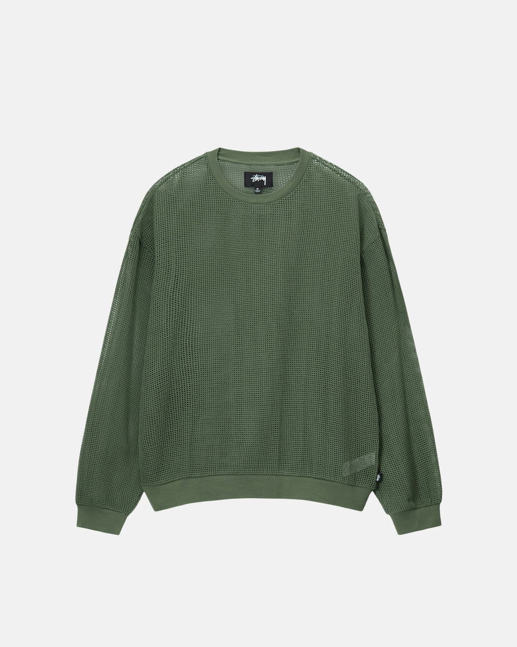 Stussy Cotone Mesh Ls Crew Camicie Verde Oliva | 634PFUIRM