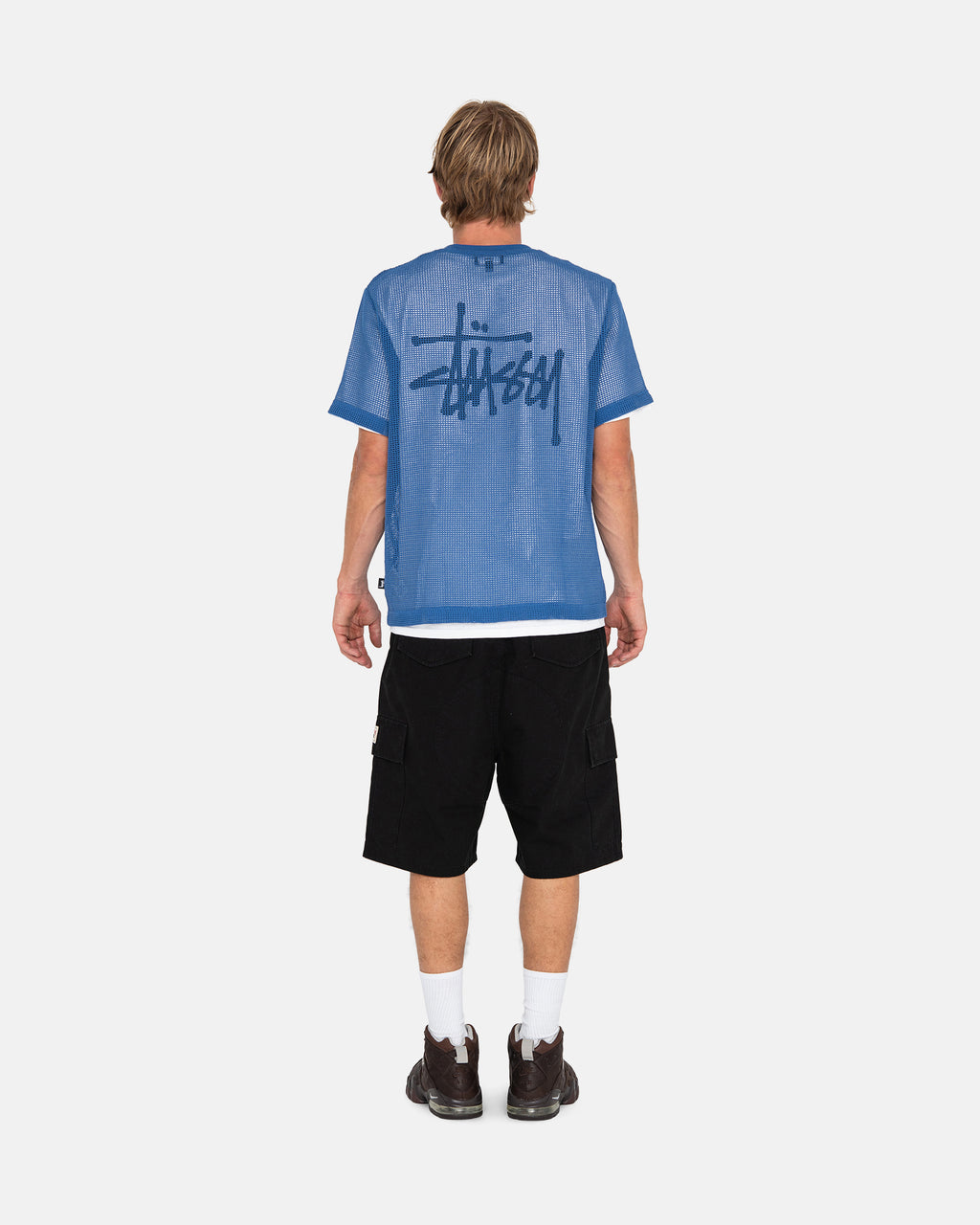 Stussy Cotone Mesh Ss Crew Camicie Blu | 803BHARGN