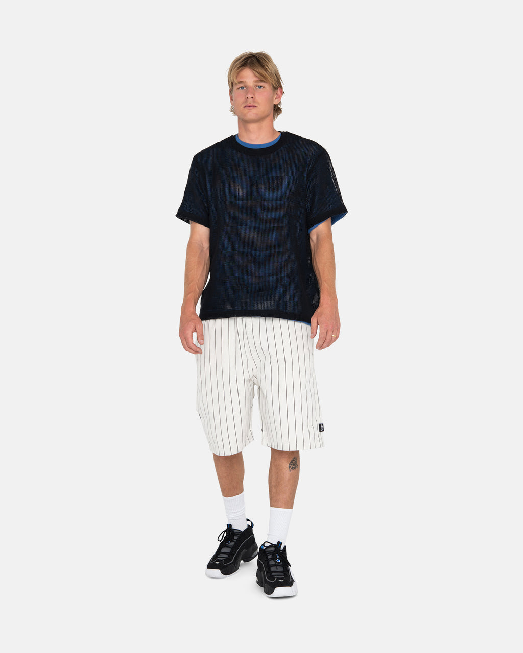 Stussy Cotone Mesh Ss Crew Camicie Nere | 974WCNVXA