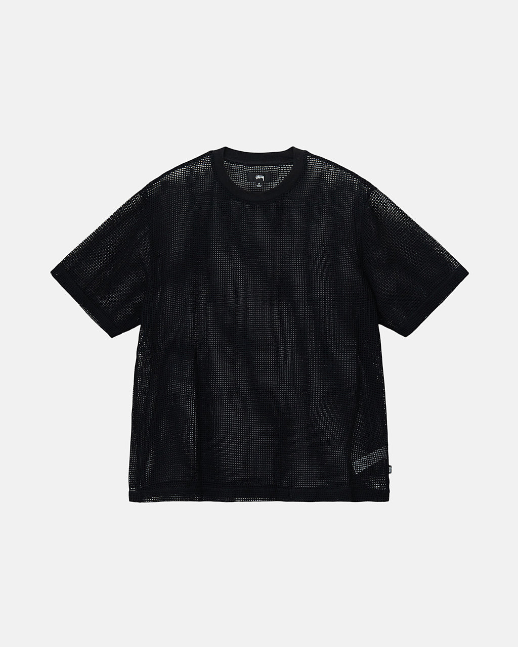 Stussy Cotone Mesh Ss Crew Camicie Nere | 974WCNVXA