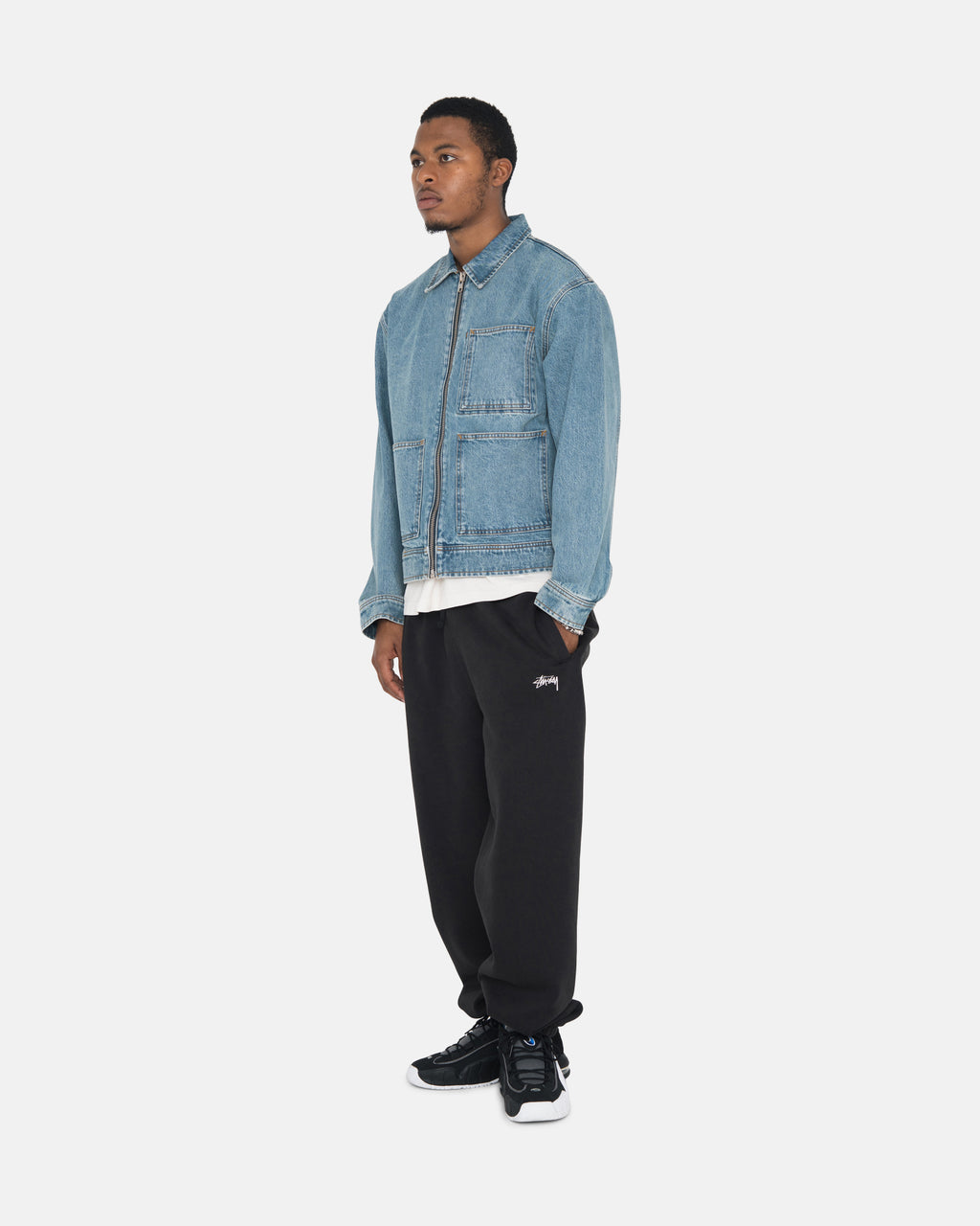 Stussy Denim Zip Lavoro Giacche Blu | 481JKSOIA