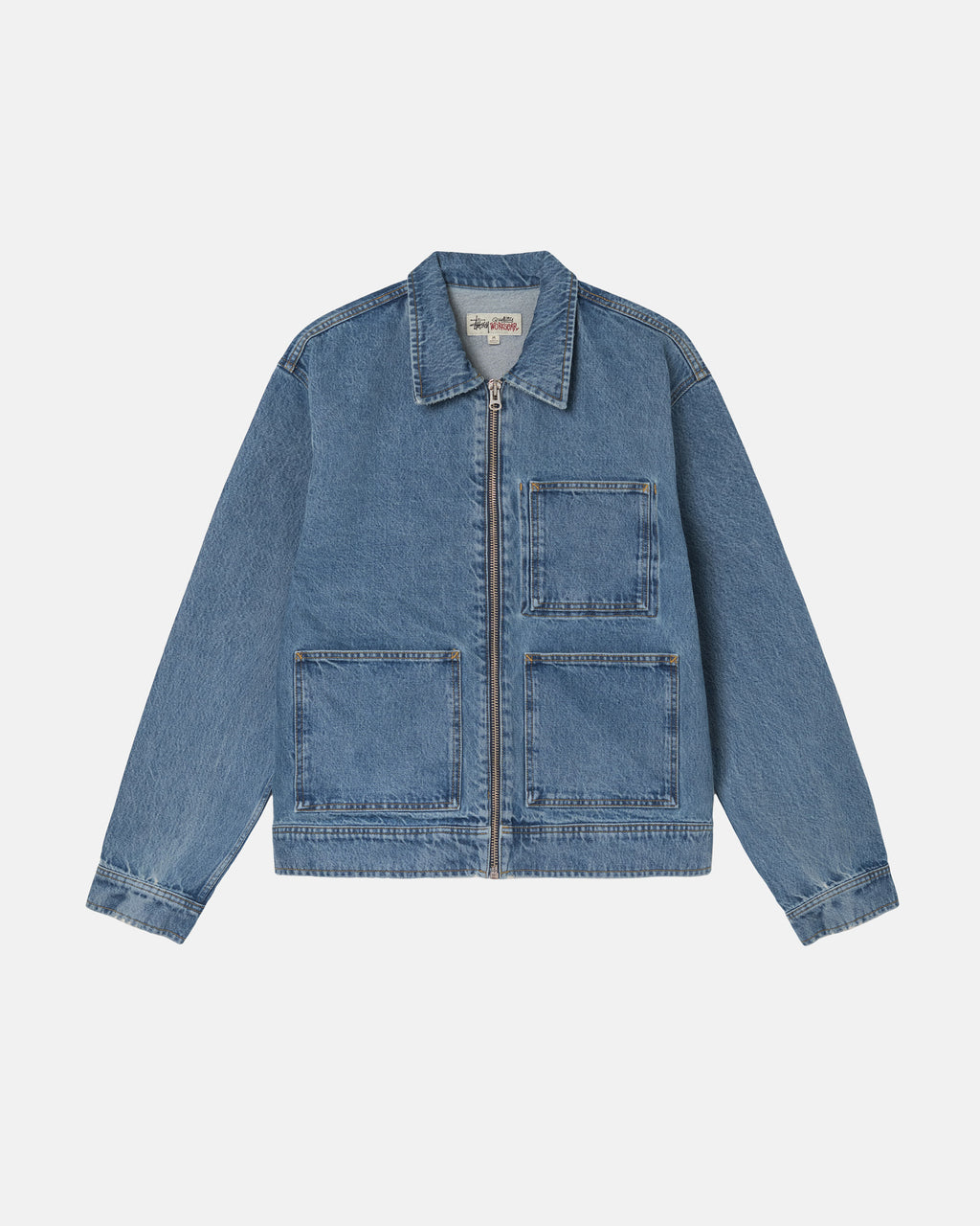 Stussy Denim Zip Lavoro Giacche Blu | 481JKSOIA