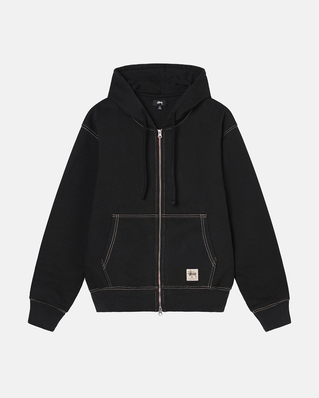 Stussy Double Face Label Zip Felpa con Cappuccio Nere | 805LJDRPT