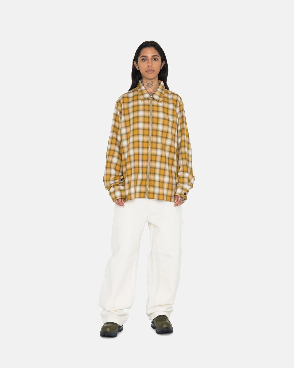 Stussy Eddie Plaid Zip Camicie Senape | 507ZPCXLG