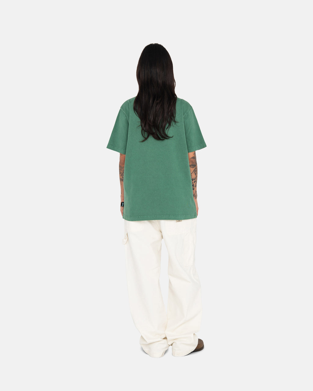 Stussy Heavyweight Pigment Dyed Crew Magliette Running Verdi Profondo | 574ZXQONC