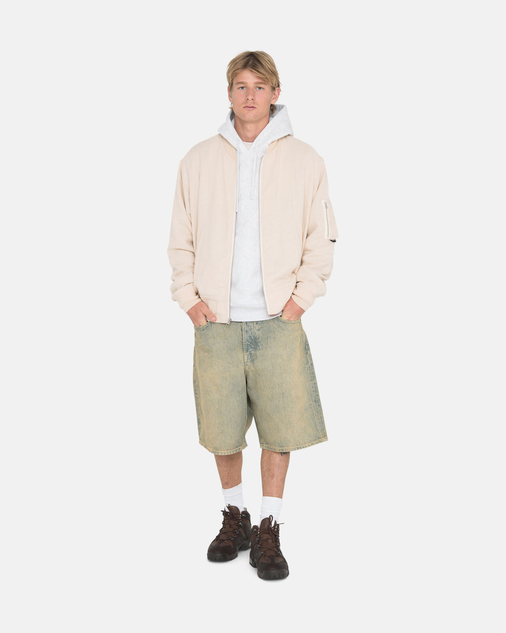 Stussy Linen Beach Bomber Giacche Beige | 561GDKQEN