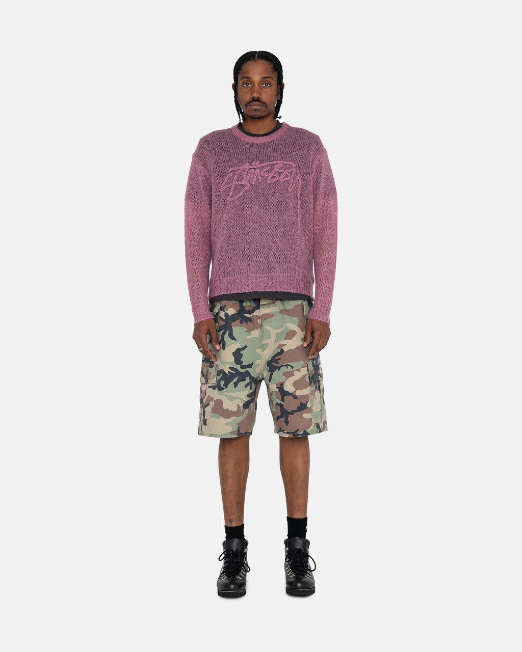 Stussy Loose Knit Logo Maglioni Viola | 102UJXVOM