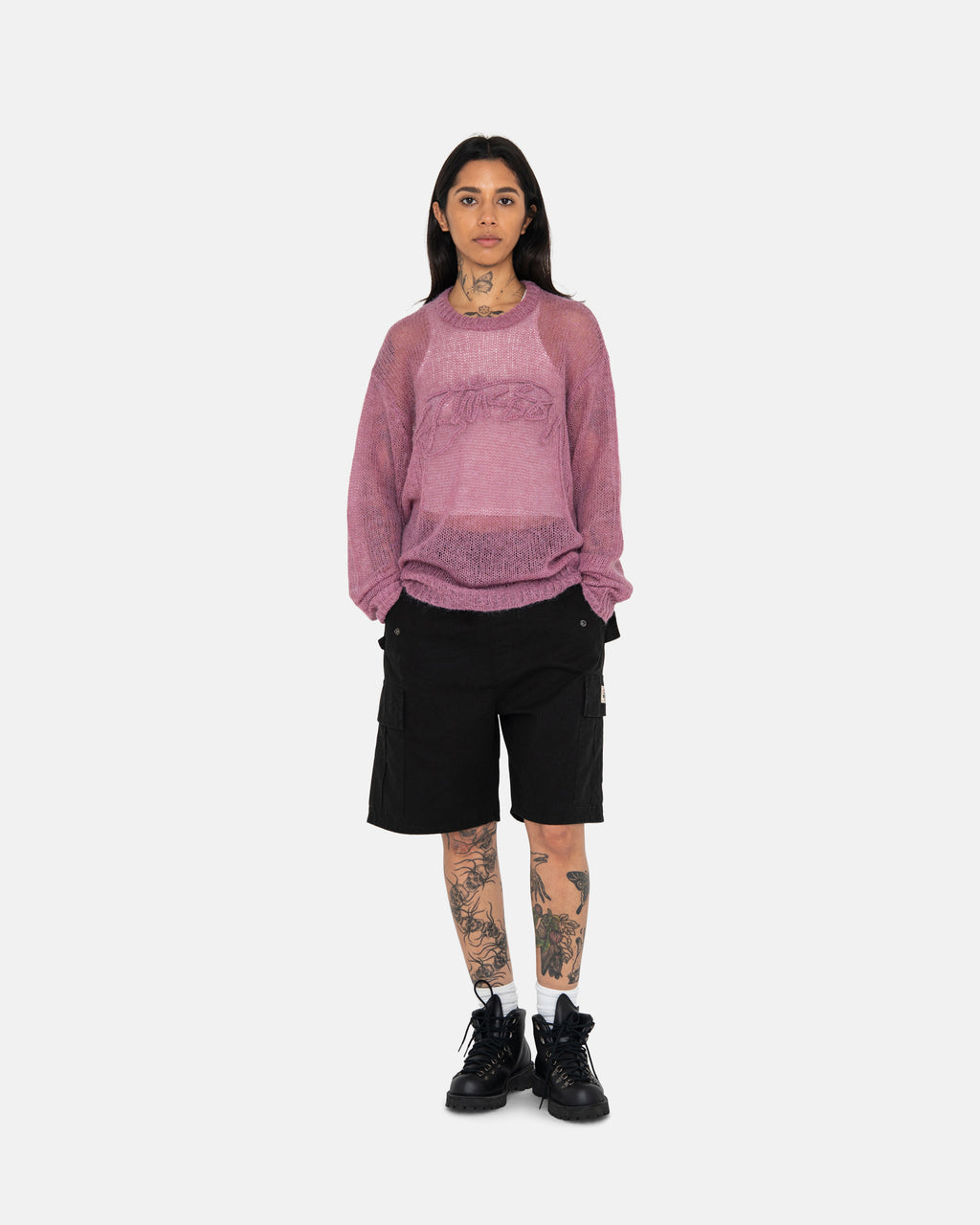 Stussy Loose Knit Logo Maglioni Viola | 102UJXVOM