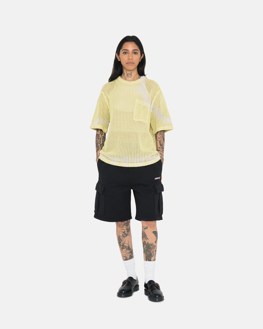 Stussy O'dyed Heavyweight Mesh Crew Camicie Gialle | 746XFYKGA