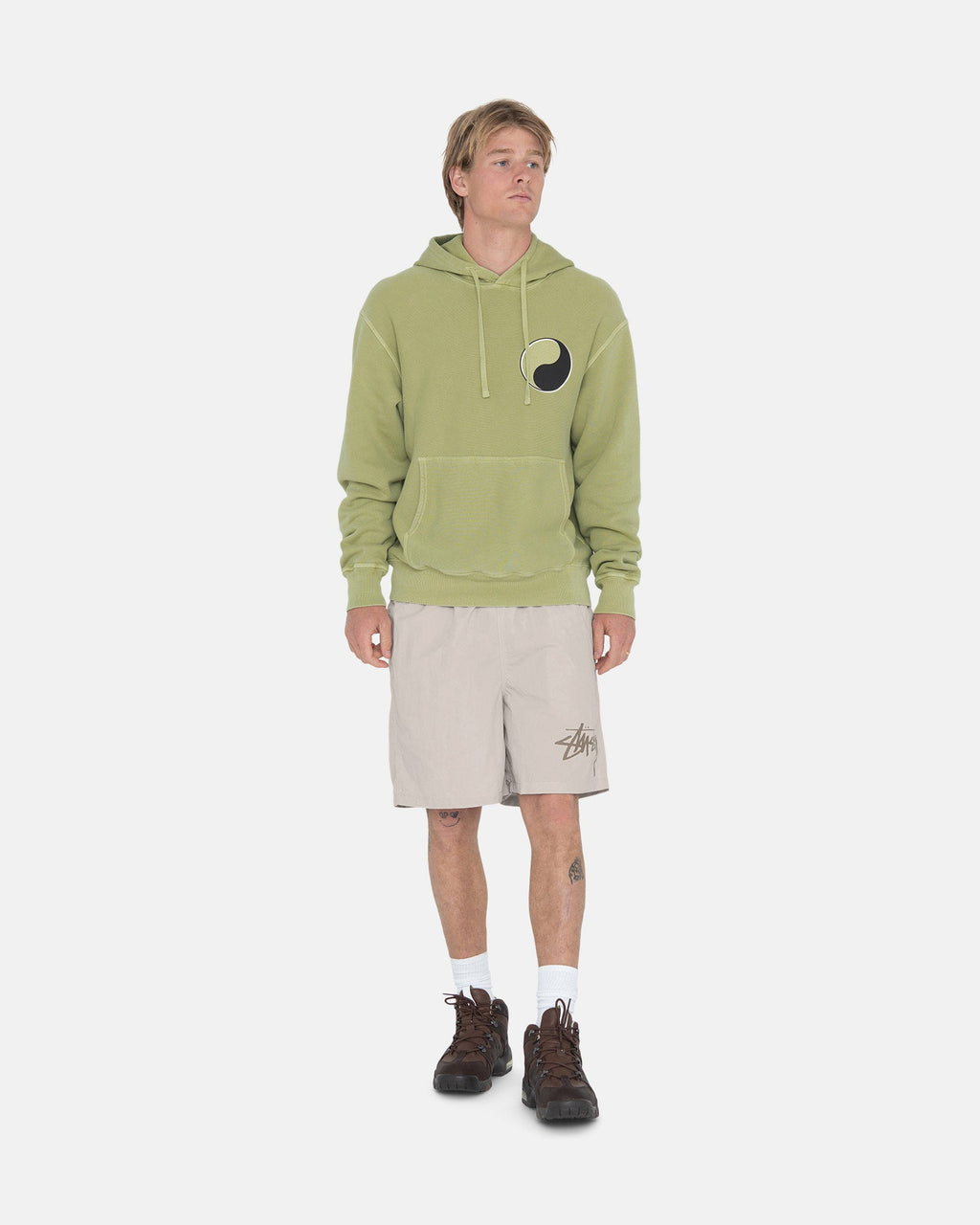 Stussy Our Legacy Drop Shadow Pigment Dyed Felpa con Cappuccio Tarragon | 618EKDNQV