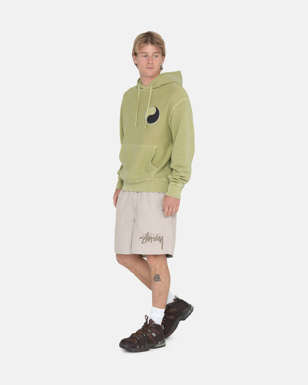 Stussy Our Legacy Drop Shadow Pigment Dyed Felpa con Cappuccio Tarragon | 618EKDNQV