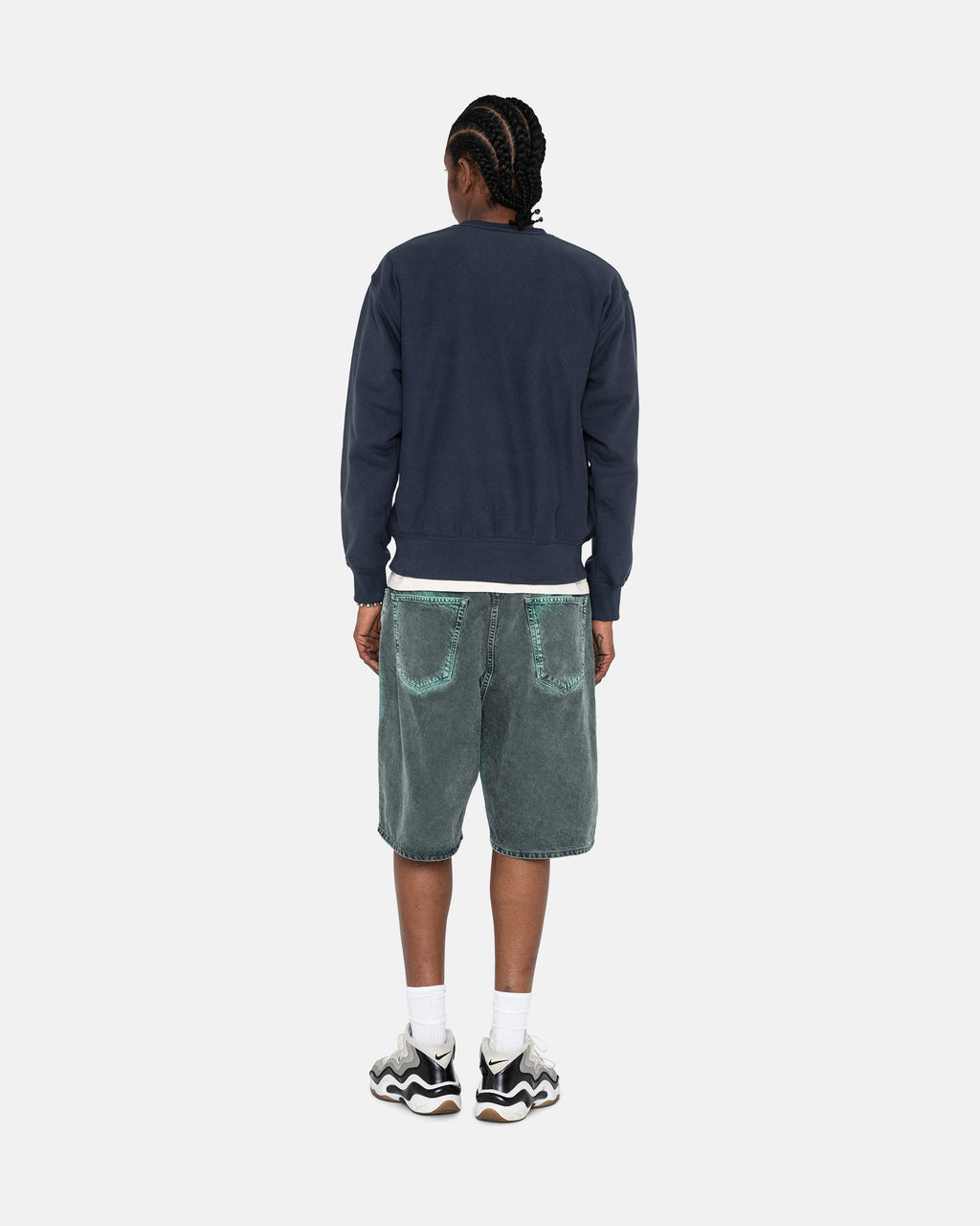 Stussy Overdyed Stock Logo Crew Pantaloncini Blu Marino | 306TLINFB