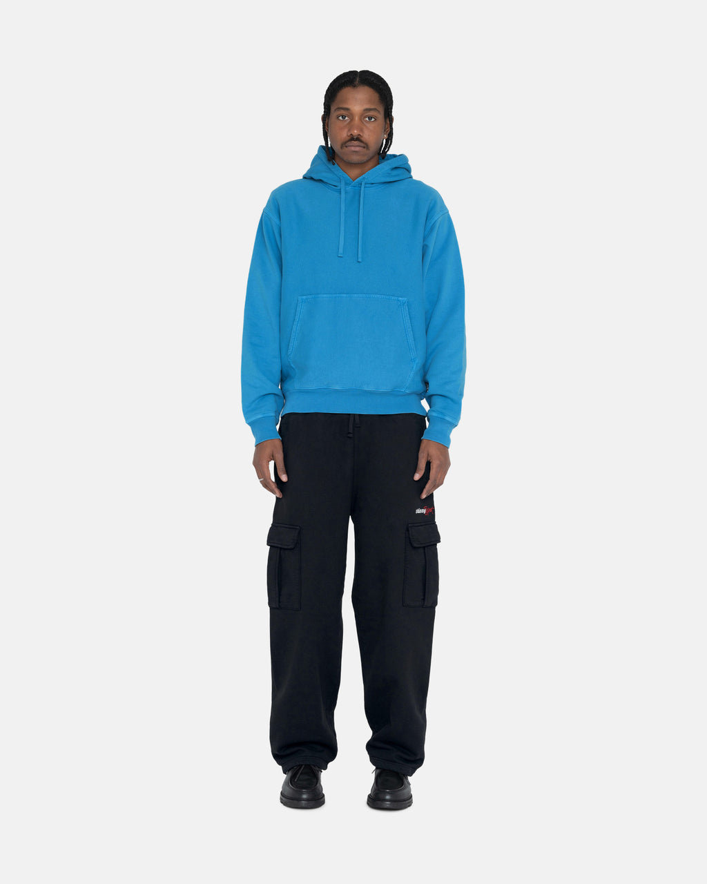 Stussy Pigment Dyed Fleece Felpa con Cappuccio Blu | 427WPCKSQ