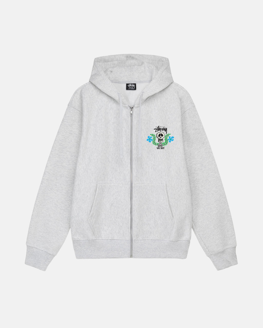 Stussy Skull Crest Zip Felpa con Cappuccio Grigie | 295LPDAIB