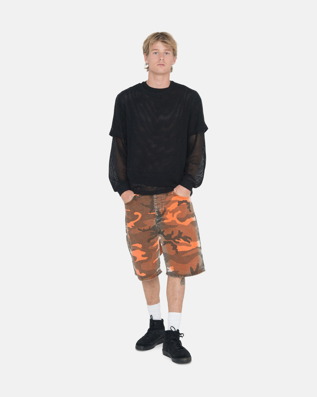 Stussy Spray Dye Big Ol' Pantaloncini Arancioni Camouflage | 250JXOYMG