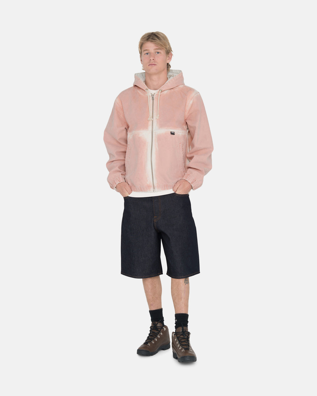 Stussy Spray Dye Con Cappuccio Lavoro Giacche Rosa | 163RKTLAV