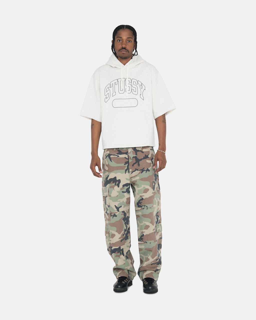 Stussy Ss Boxy Cropped Felpa con Cappuccio Grigie | 269FCQJIX