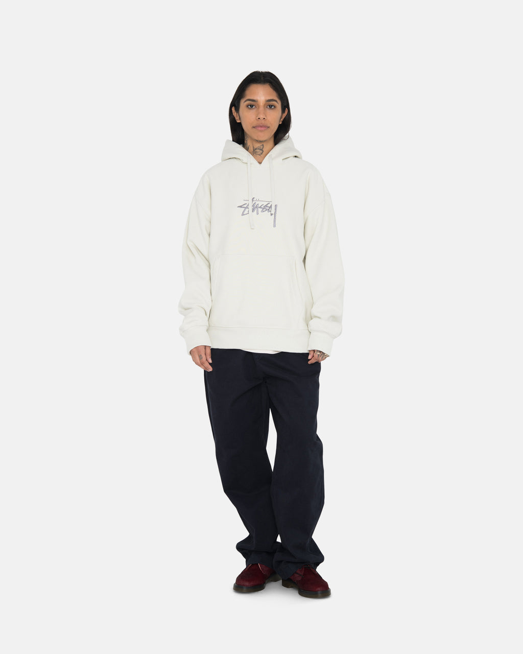 Stussy Stock Logo Applique Felpa con Cappuccio Grigie | 674LVRUMO