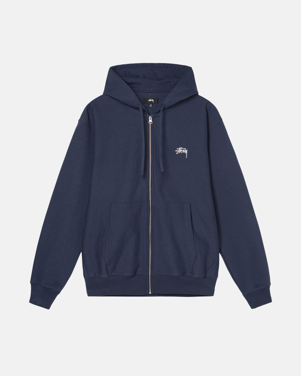 Stussy Stock Logo Zip Felpa con Cappuccio Blu Marino | 426DGTMBV