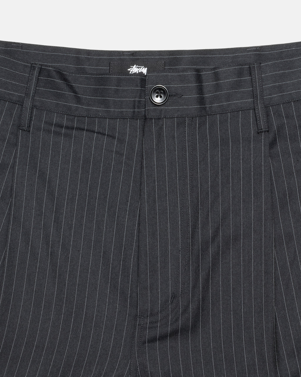 Stussy Stripe Volume A Pieghe Pantaloni Nere | 091CHZGPD