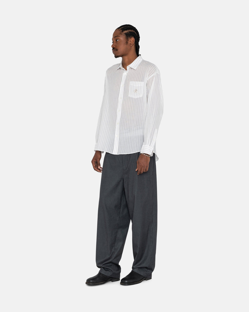 Stussy Stripe Volume A Pieghe Pantaloni Grigie | 280QOYTKC