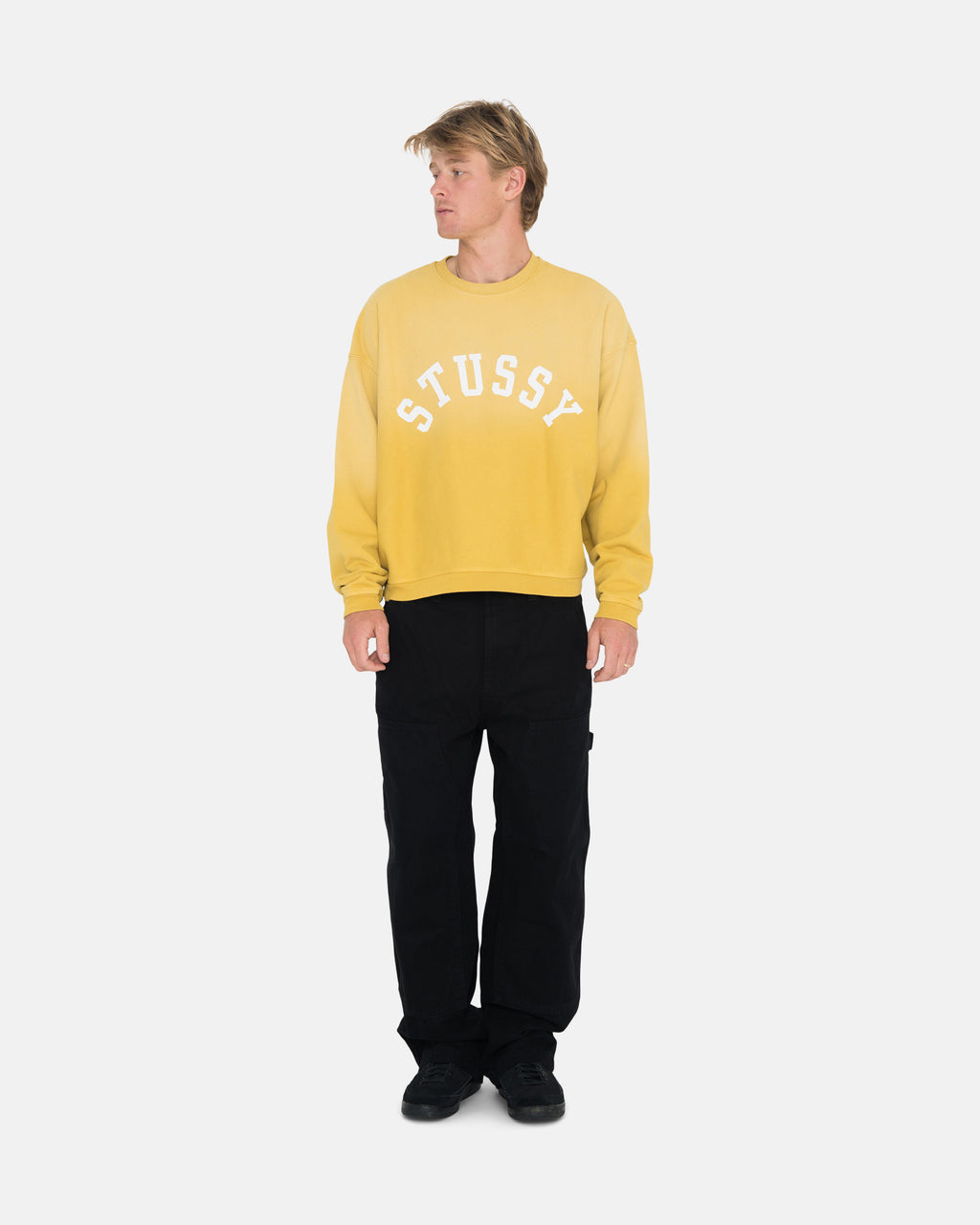 Stussy Sun Faded Oversized Crew Pantaloncini Gialle | 738XRKQBU