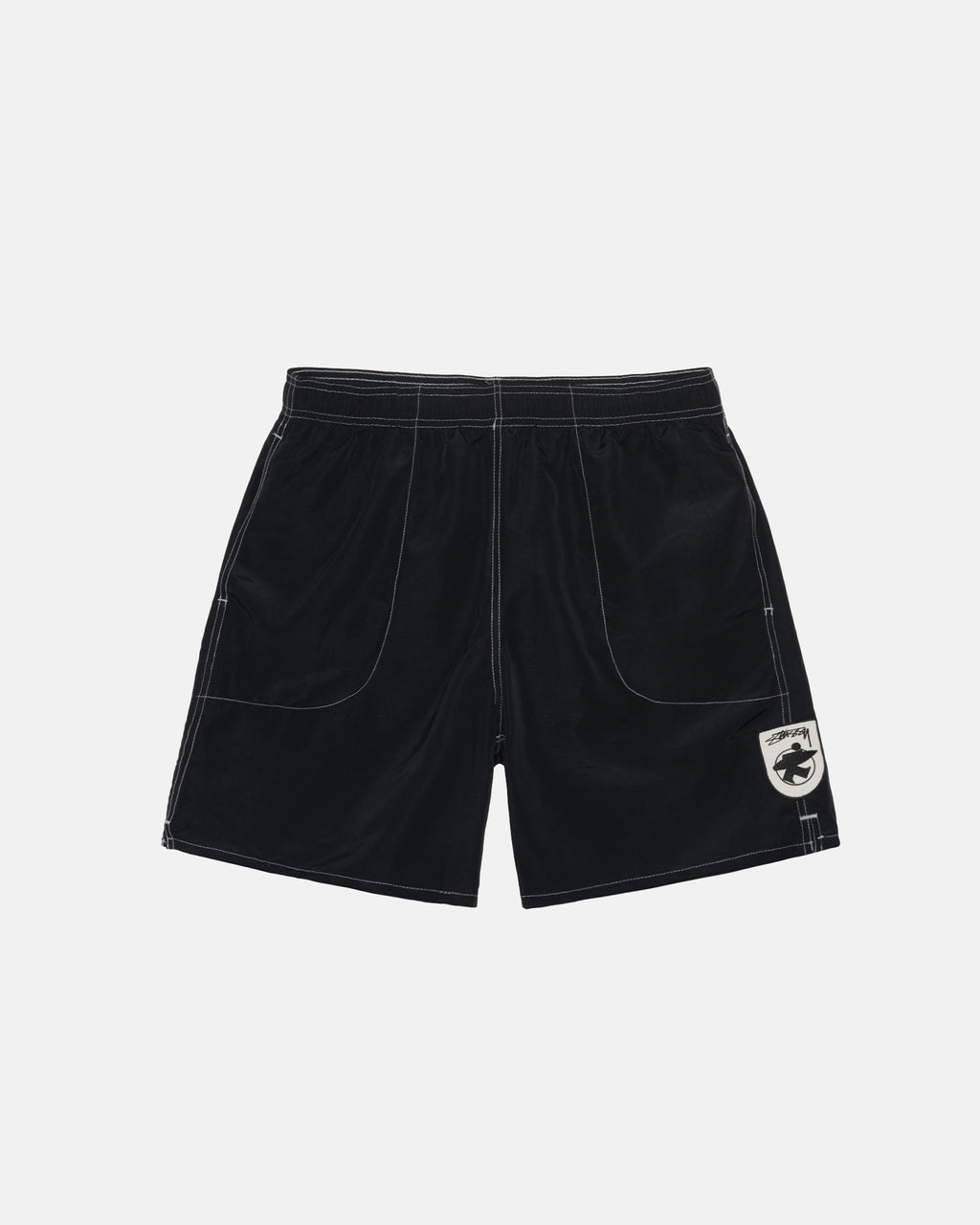 Stussy Surfman Patch Acqua Pantaloncini Nere | 069OFPZNQ