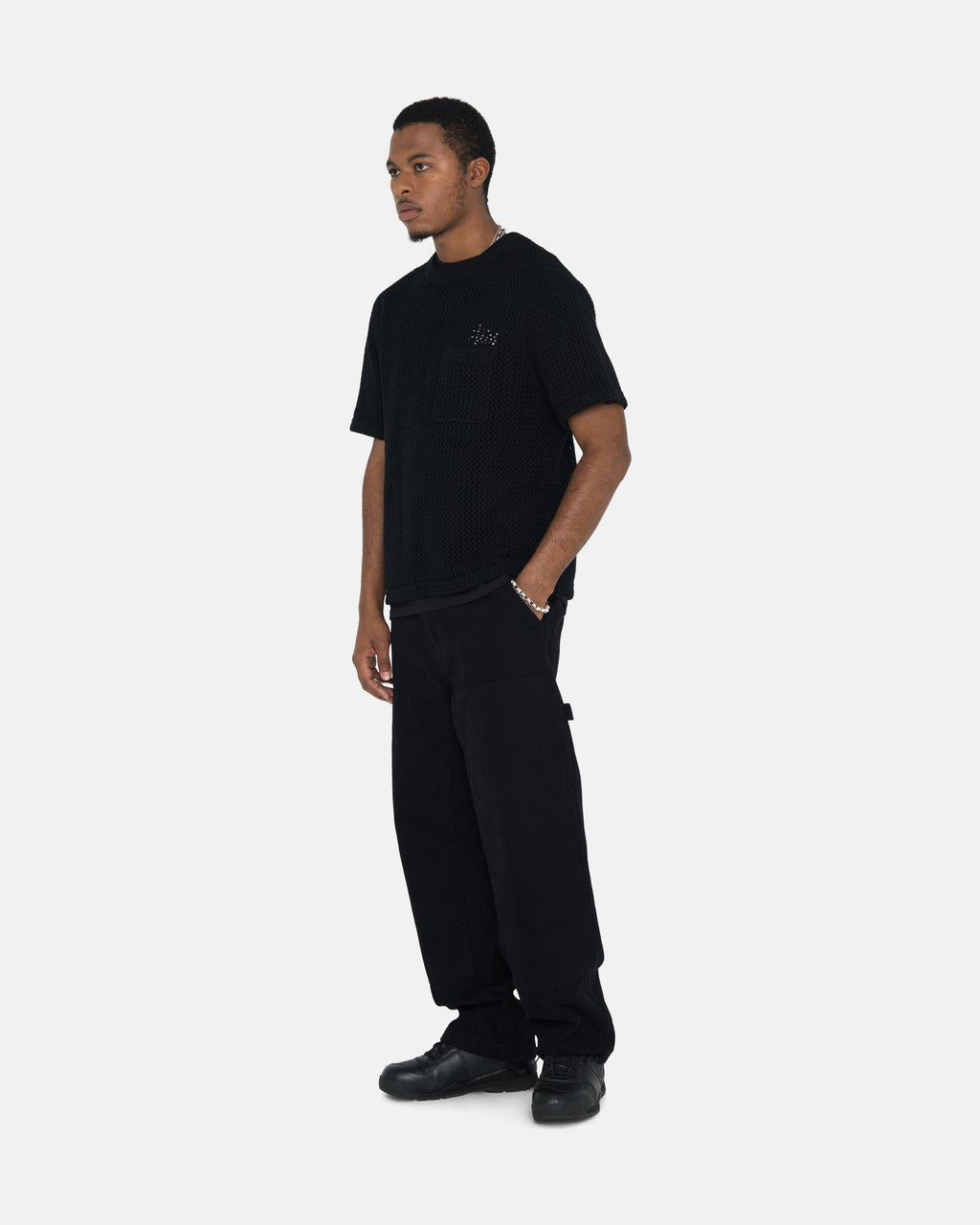 Stussy Tela Lavoro Pantaloni Nere | 725SJPMCB