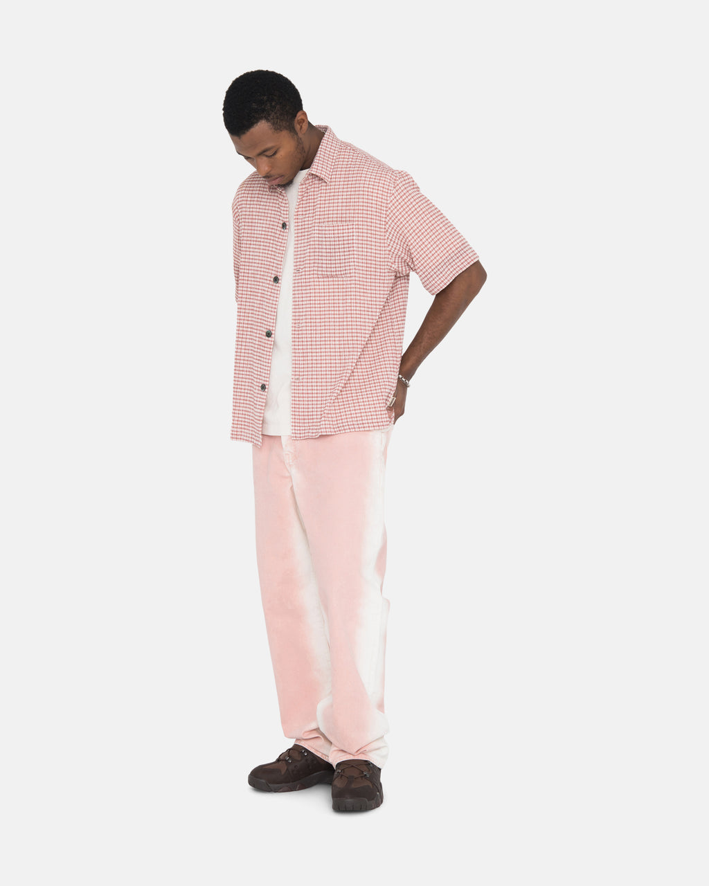 Stussy Wrinkly Gingham Ss Camicie Rosa | 367BQPKTI