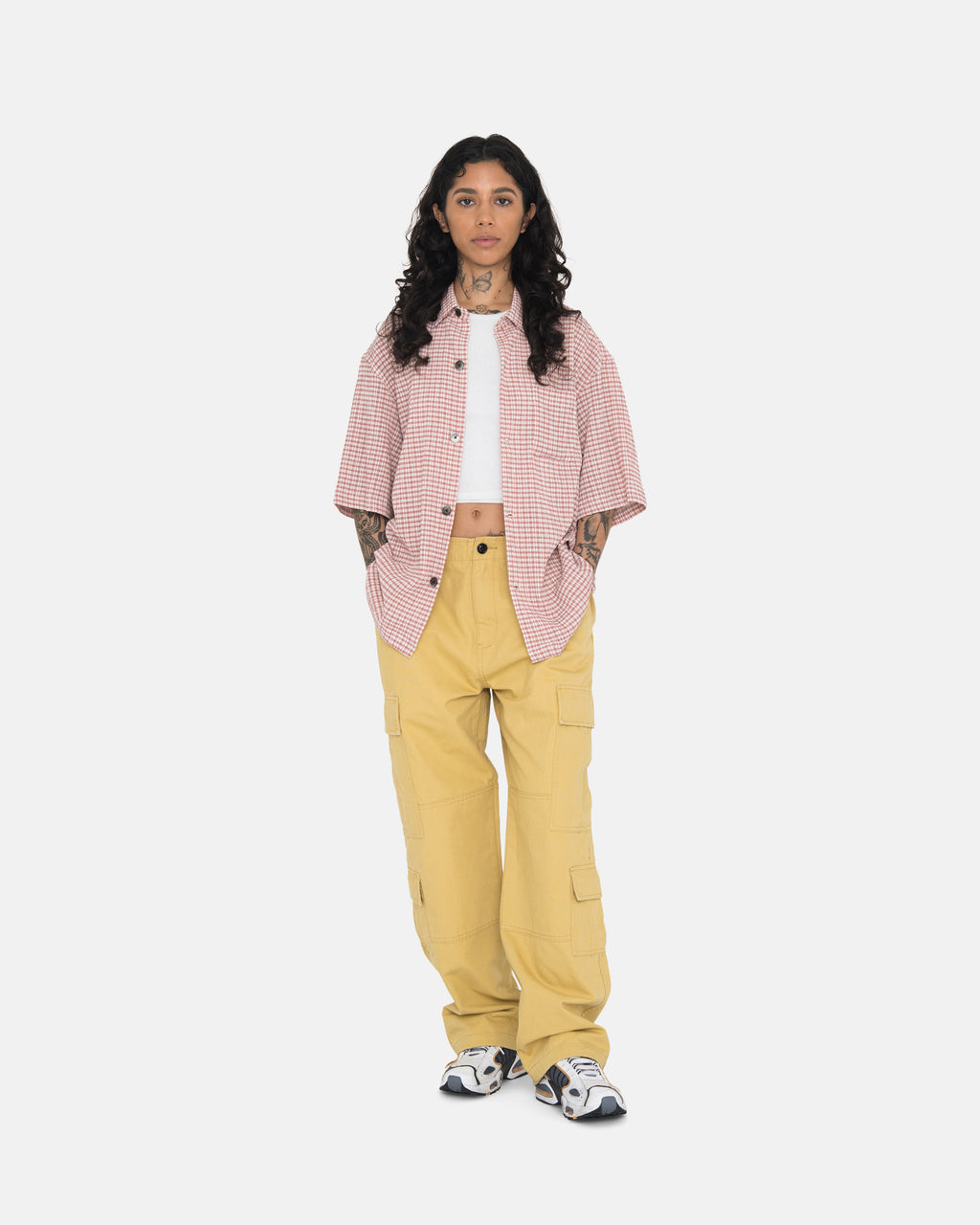 Stussy Wrinkly Gingham Ss Camicie Rosa | 367BQPKTI