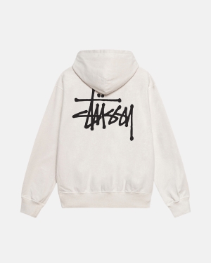 Stussy Basic Pigment Dyed Felpa con Cappuccio Beige | 394USVXQA