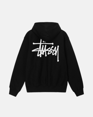 Stussy Basic Pigment Dyed Felpa con Cappuccio Nere | 809IHWPSX