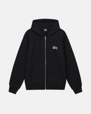 Stussy Basic Zip Felpa con Cappuccio Nere | 461IQJVWB